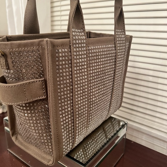 NEW! Marc Jacobs The Crystal Canvas Crossbody Tote bag. SLATE GREEN CRYSTAL - Picture 6 of 6